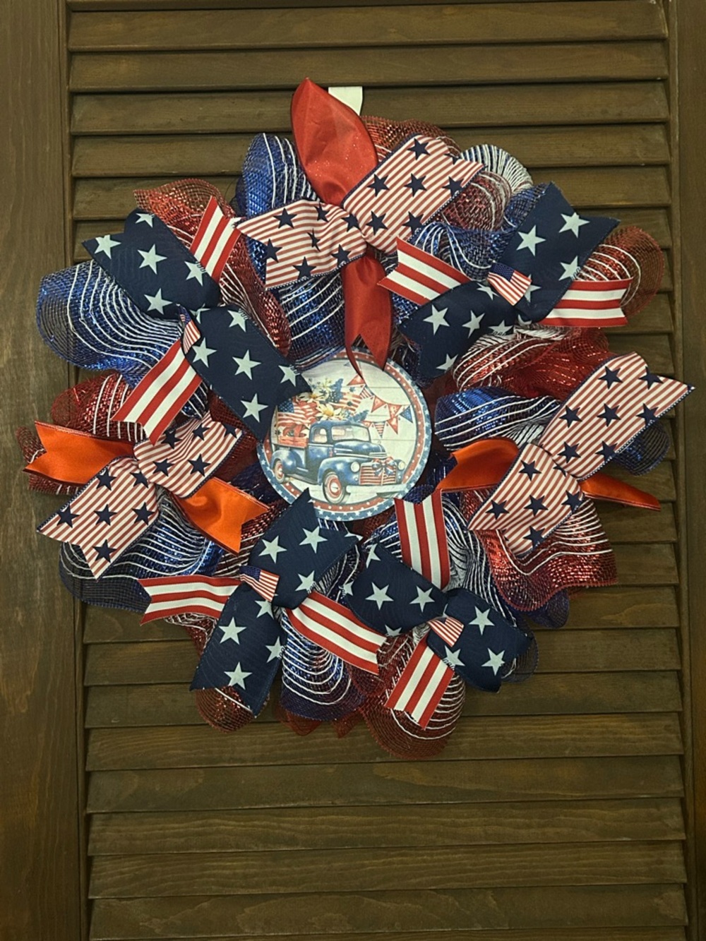 Patriotic Red White & Blue Ribbon Wreath